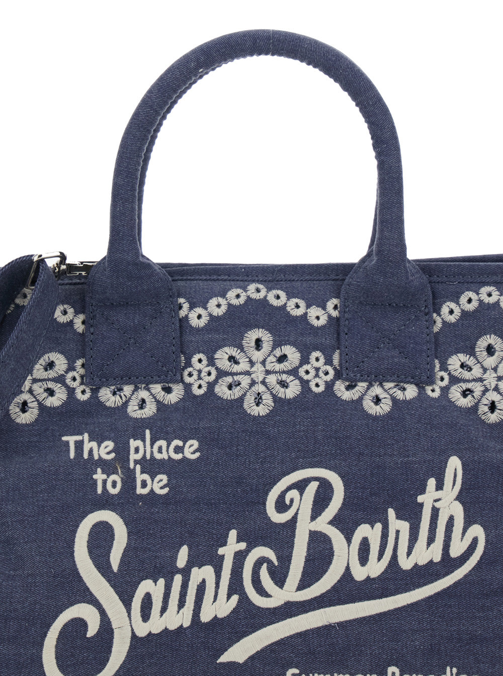 Handbag Colette Volant N With Floral Embroidery Blue Denim Women Blu Hand Bags