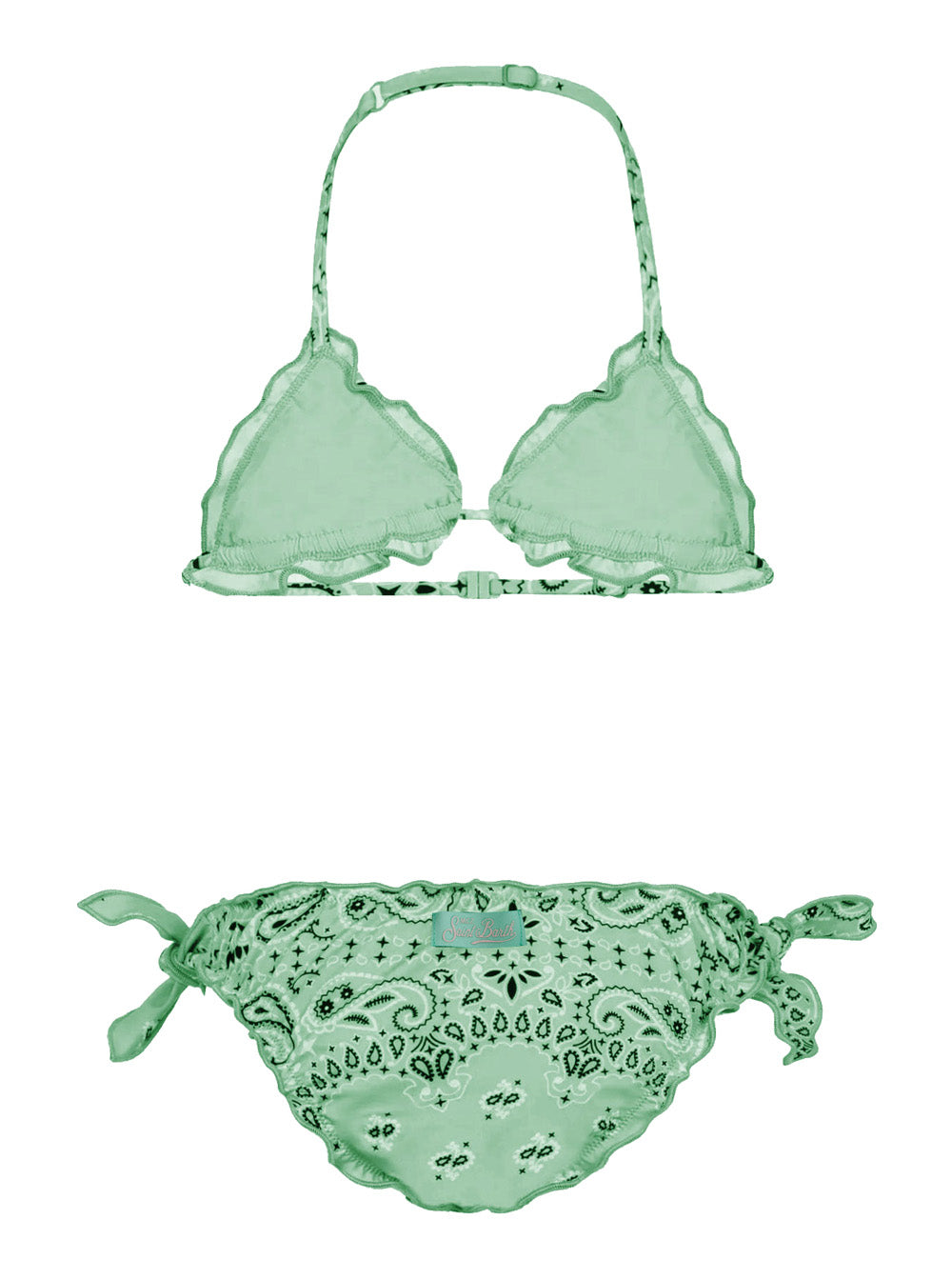 CRIS - BANDANNA Bikini Green with Pattern Print in Tech Fabric Beachwear
