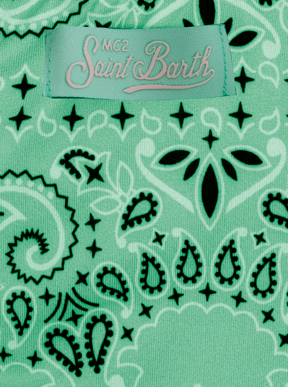 CRIS - BANDANNA Bikini Green with Pattern Print in Tech Fabric Beachwear