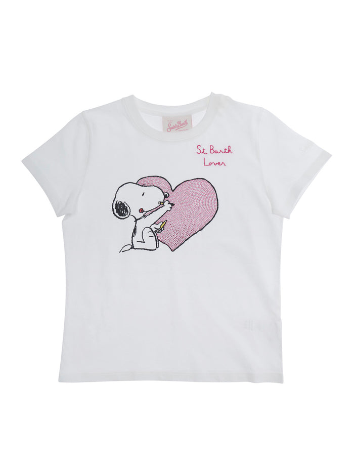 Elly - Snoopy Drawing 01n Strass Emb T-Shirt White Tshirts And Polo Shirts