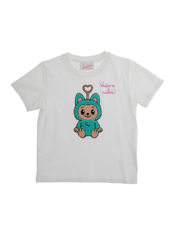 White T-Shirt Vado Ruba Monster Terry 01n Emb Cotton Tshirts And Polo Shirts