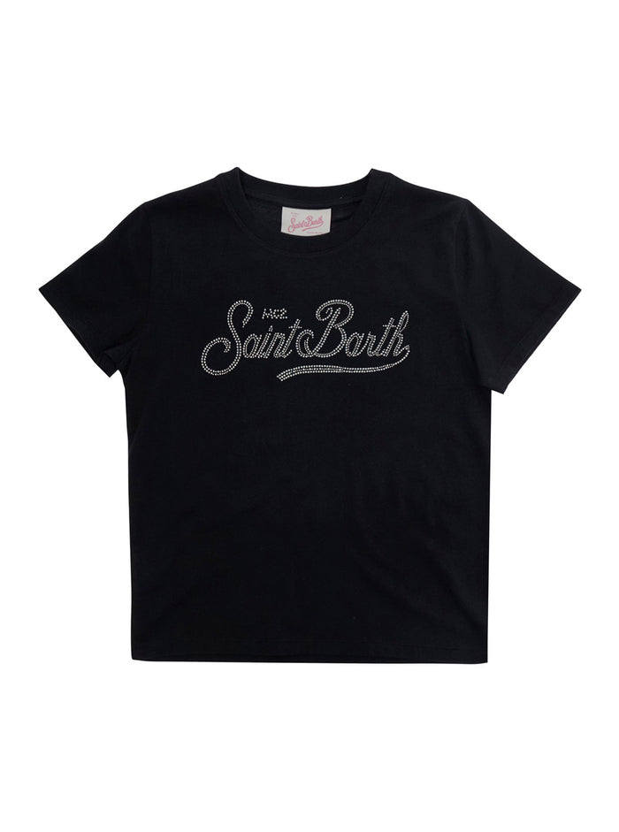 T-Shirt Elly Gray With Rhinestones On The Front Womens Cotton Grey Tshirts And Polo Shirts