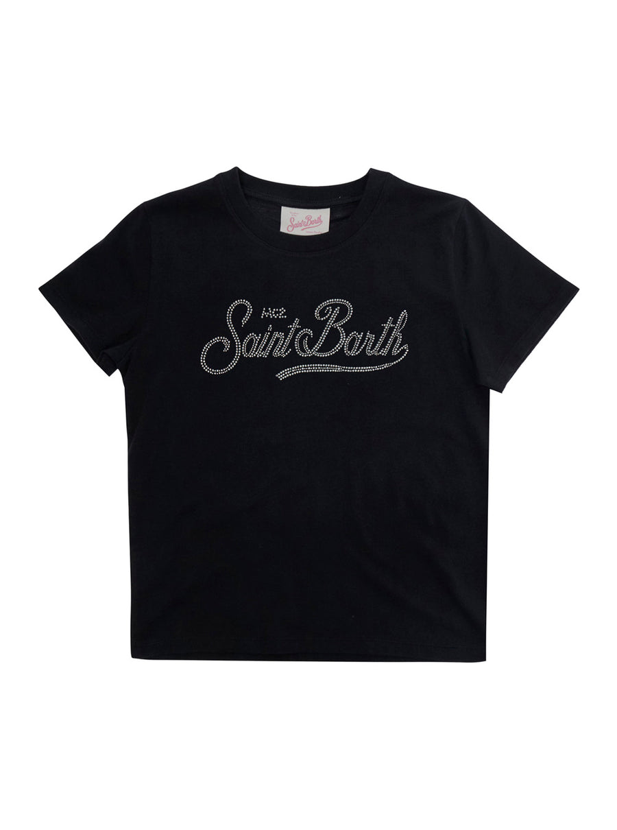 T-Shirt Elly Grey With Rhinestones Cotton T-shirts