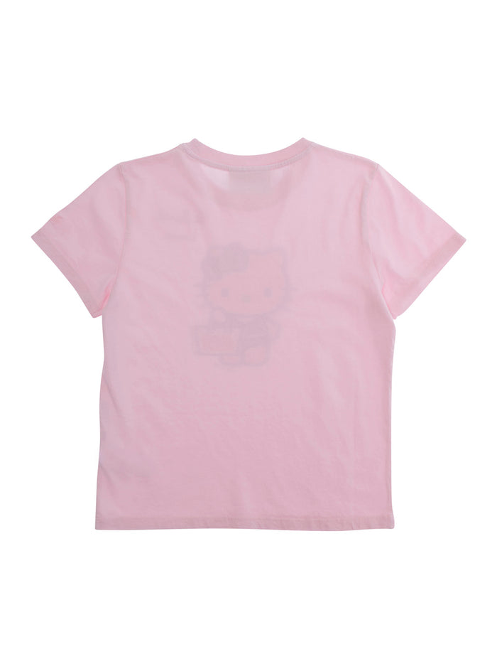 Elly Pink T-Shirt With Front Print And Short Sleeves Cotton Girl Tshirts Polo Shirts