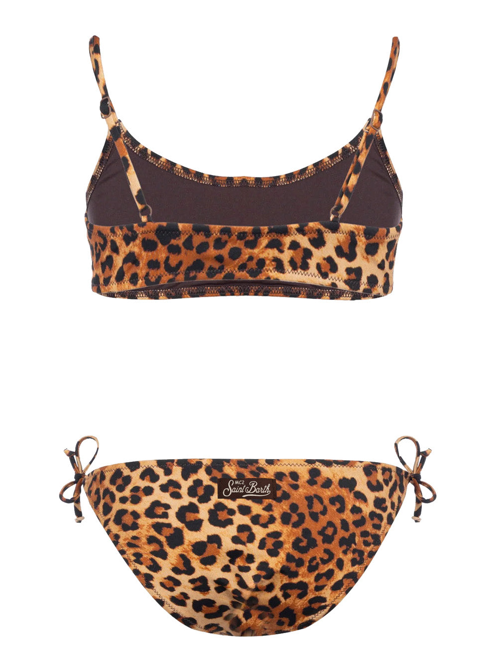 Bikini JAIDEN - SAND LEOPARD with animalier print Tech Fabric Brown Child Beachwear