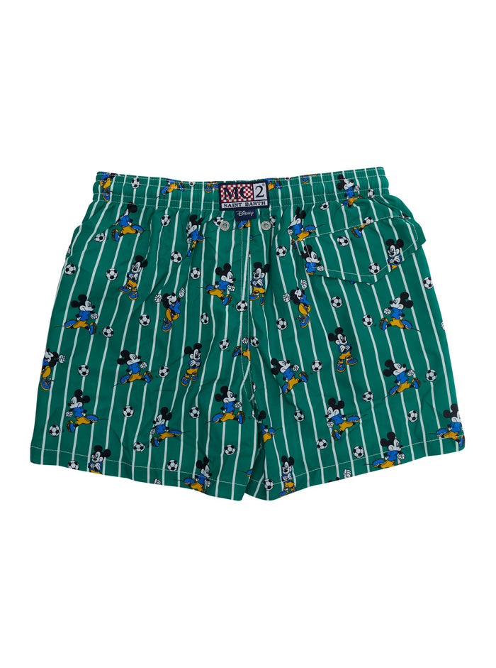 Jean Lighting - Mickey Goal Doucle Stripes Green Tech Fabric Swimwear For Kids Beachwear