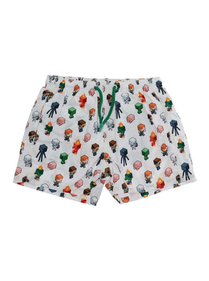 One-Piece Swimsuit Jean Lighting - White With Print And Details Tech Fabric Kids Beachwear