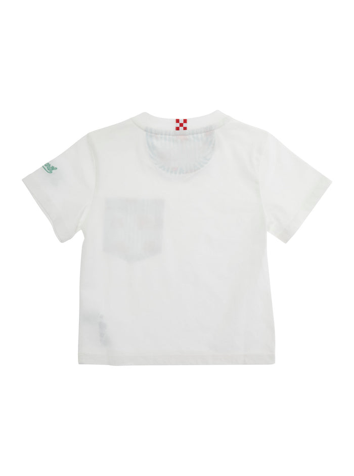 White T-Shirt KEA - OCTO LING STRIPES with Striped Print on the Front in Womens Cotton Tshirts And Polo Shirts