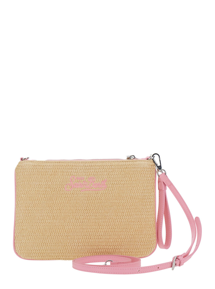Beige Parisienne Straw Shoulder Bag With Details For Women Clutches And Pochettes