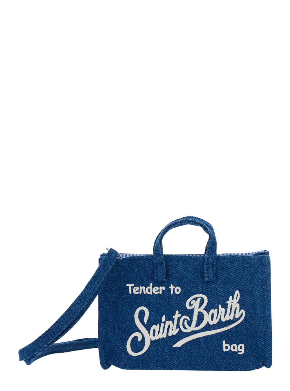 PHONE BAG DENIM EMB - Mini Blue with Print In Child Blu