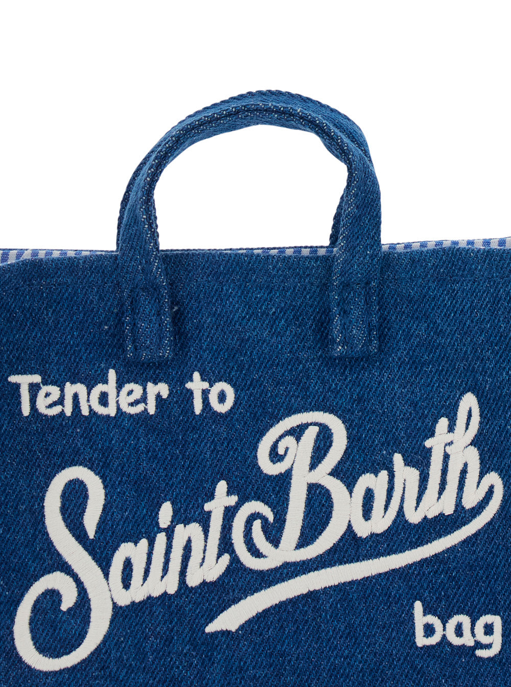 PHONE BAG DENIM EMB - Mini Blue with Print In Child Blu