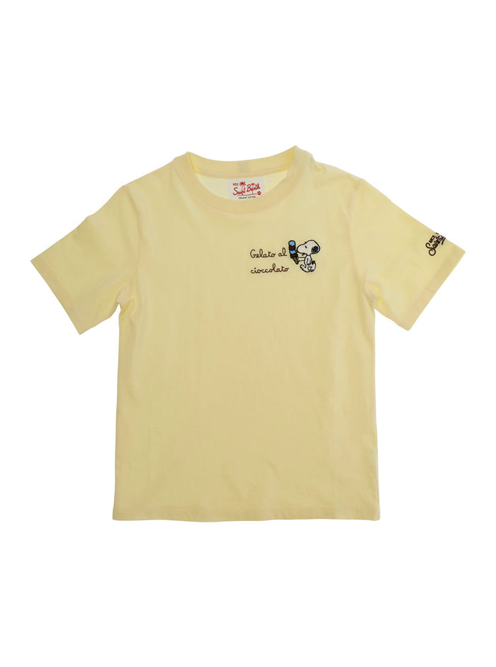 Yellow T-Shirt Portofino Jr - Snoopy Icecream With Front Print In Cotton For Kids Tshirts And Polo Shirts