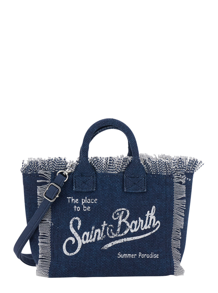 Handbag VANITY MINI with Blue Leather Details for Women Blu Hand Bags