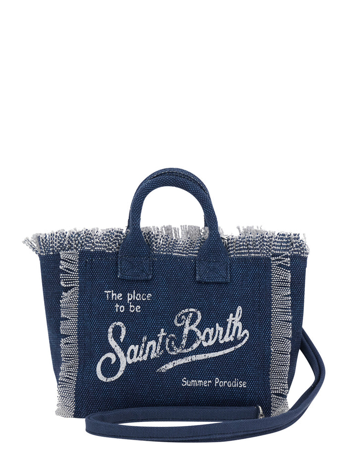 Handbag VANITY MINI with Blue Leather Details for Women Blu Hand Bags