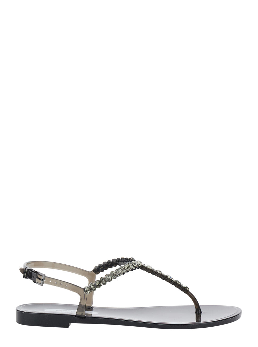 Sandals 102-Sw Bianca Jelly Flat With Black Pvc Straps For Women Shoes
