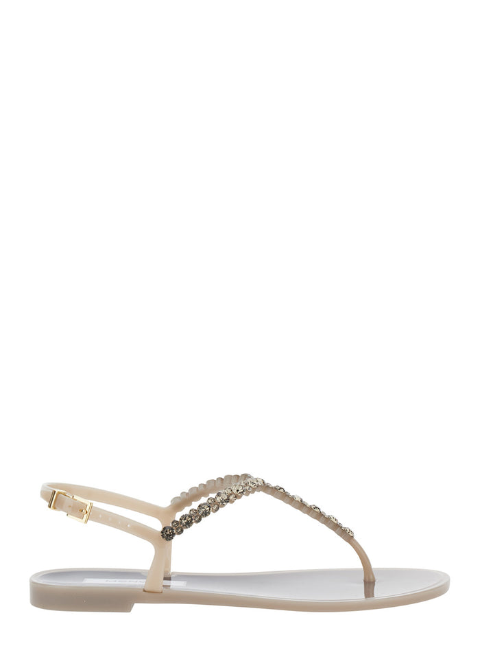 Sandals 102-Sw Bianca Jelly Beige With Upper And Rubber Sole For Women Flat Shoes