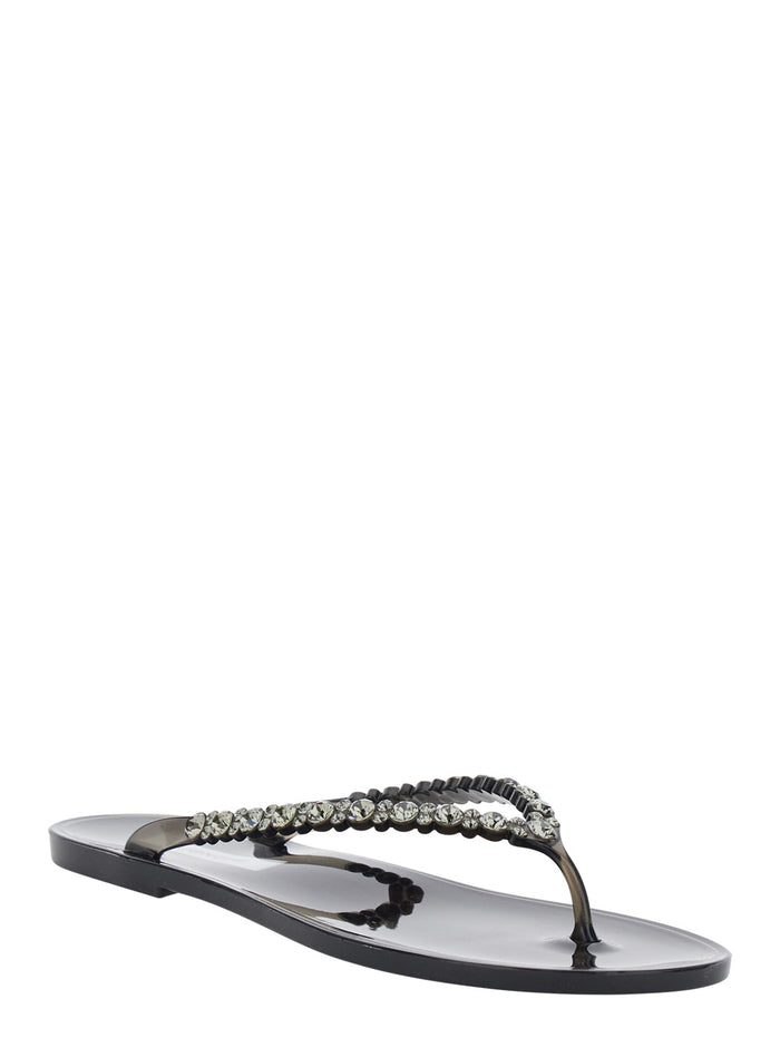 Berta Jelly Flat Sandal Black With Pvc Upper - Women Shoes