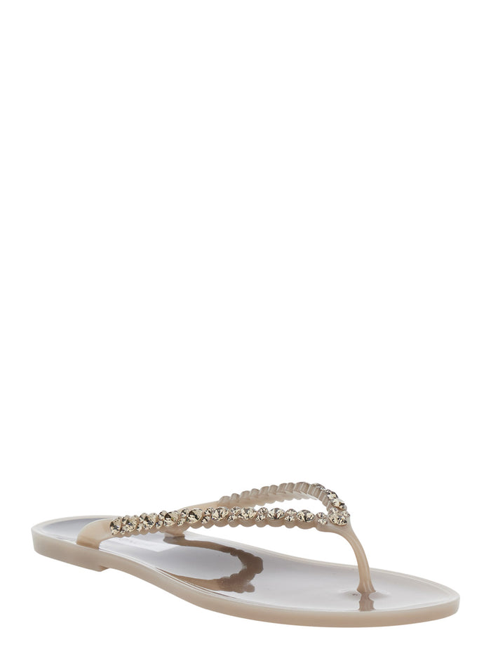 Berta Jelly Flat Slippers Beige With Minimalist Design In Pvc Women Shoes