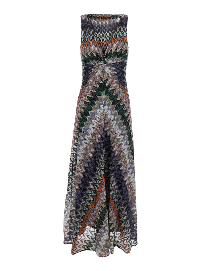 Dress SLEEVELESS LONG Multicolor in Viscose Women Cotton Metallic Fiber