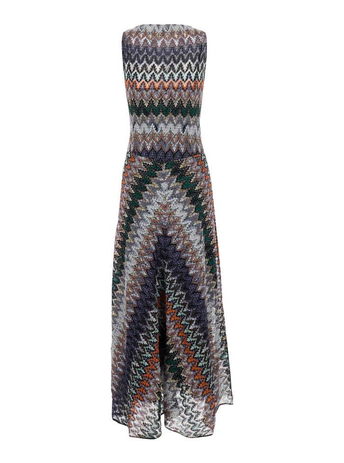Dress SLEEVELESS LONG Multicolor in Viscose Women Cotton Metallic Fiber