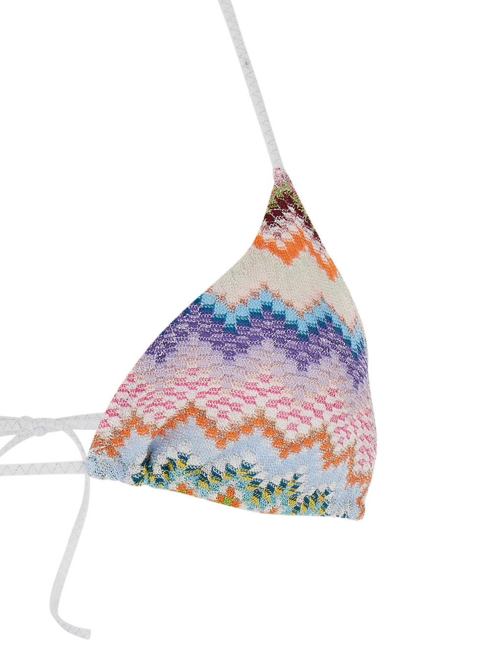 Multicolor Zig-Zag Bikini with Adjustable Tie Closure in Viscose Blend for Women Metallic Fiber Beachwear