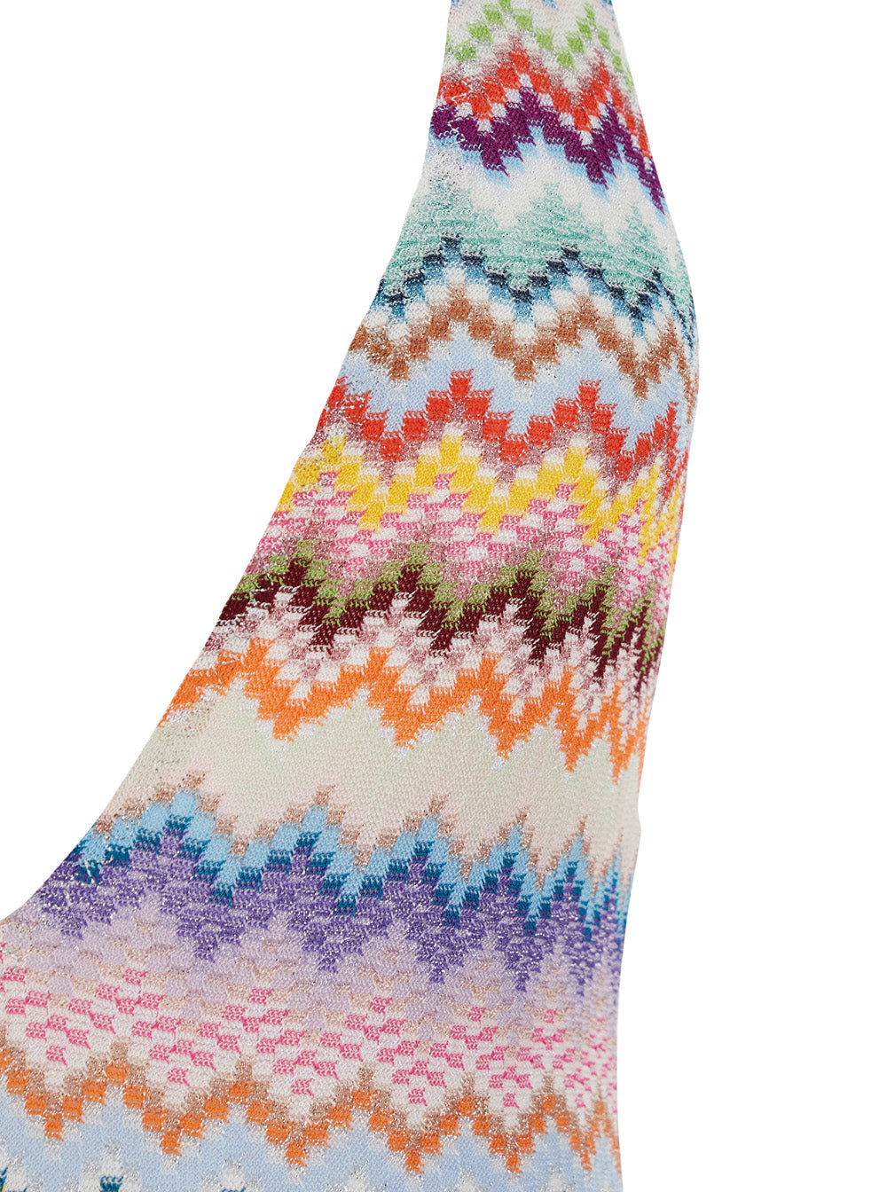 One-Piece Swimsuit Zig-Zag with V-Neck in Stretch Viscose Blend Multicolor Women Metallic Fiber Beachwear