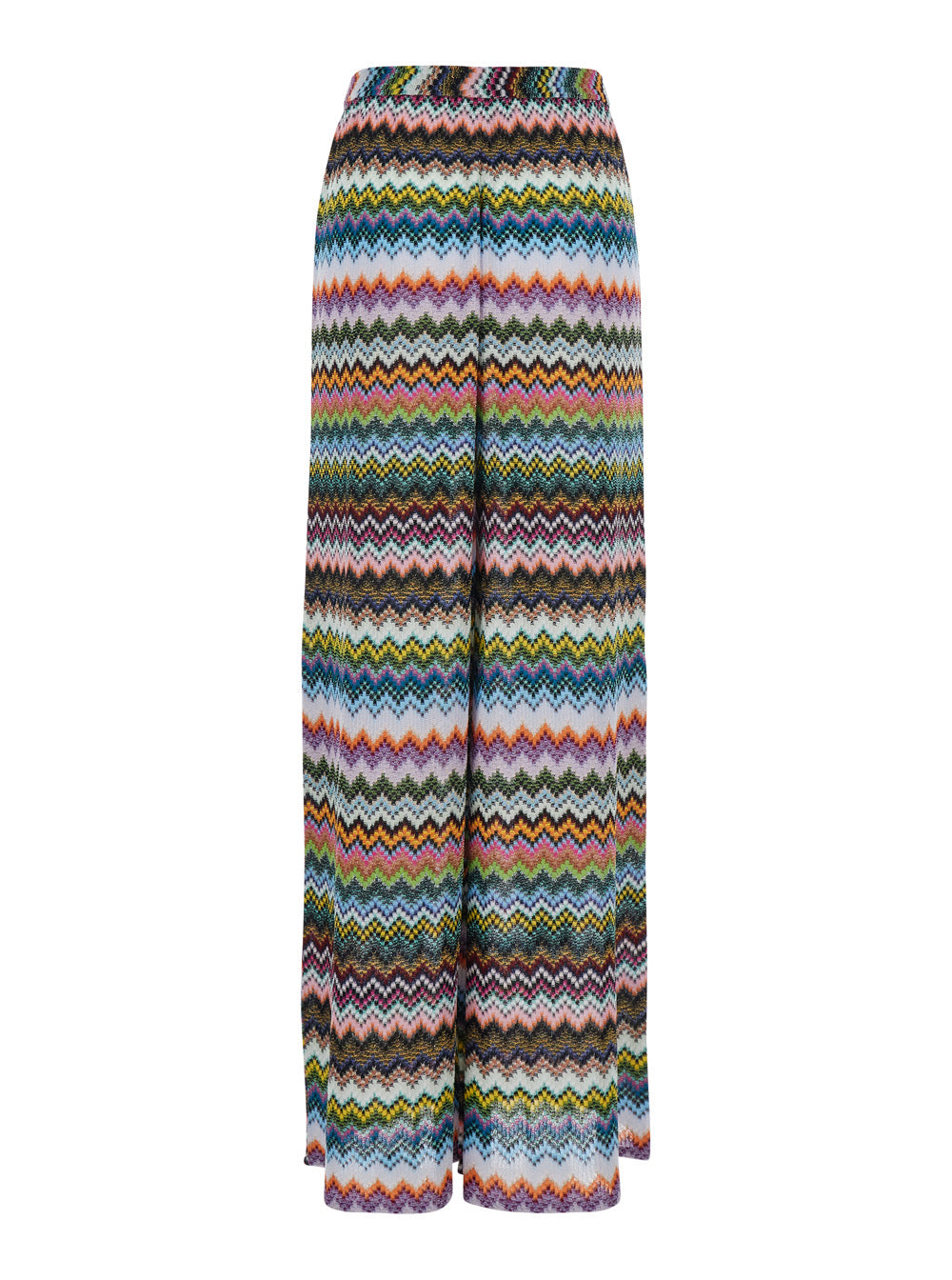 Multicolor Trousers with Zigzag Pattern Pixel Effect in Lamé Viscose Woman Metallic Fiber