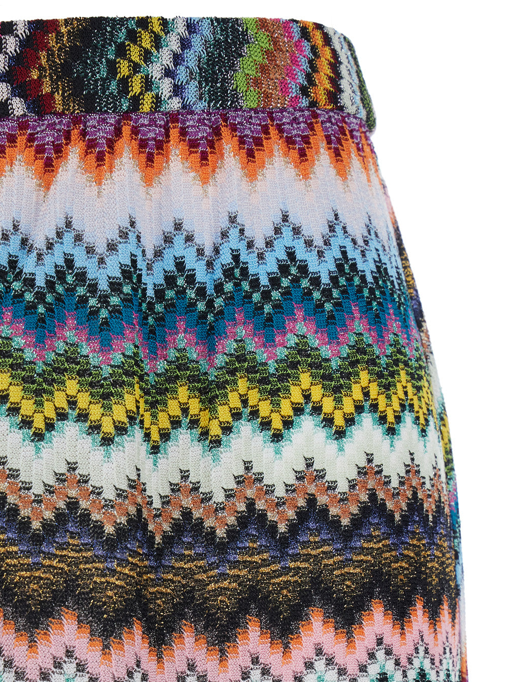 Multicolor Trousers with Zigzag Pattern Pixel Effect in Lamé Viscose Woman Metallic Fiber
