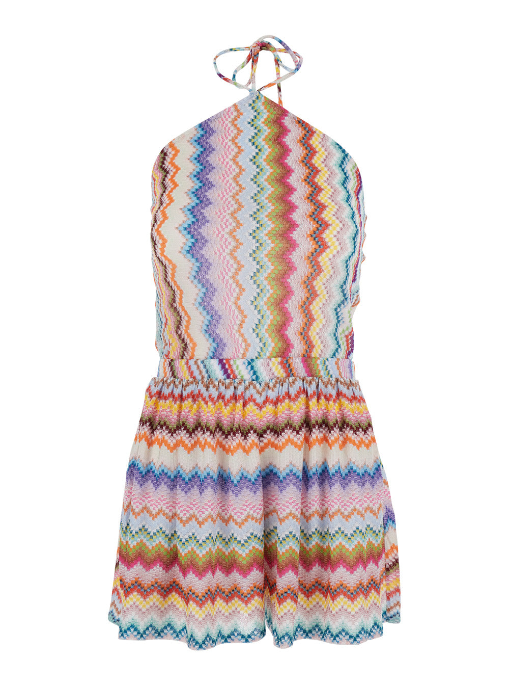 Zig Zag Jumpsuit with All-Over Motif in Multicolor Lamé for Women Viscose Metallic Fiber Jumpsuits