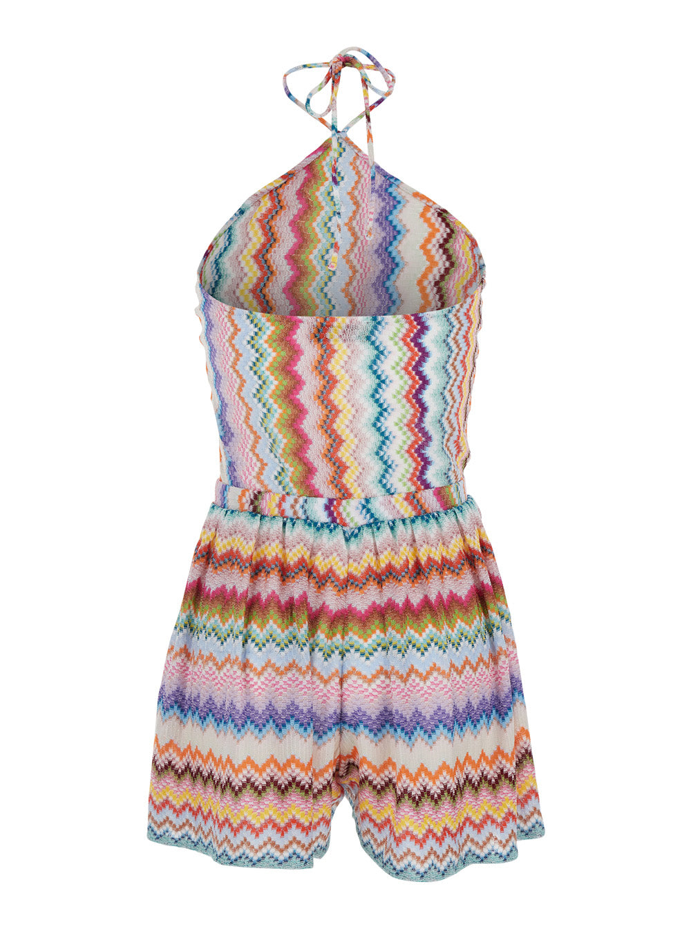 Zig Zag Jumpsuit with All-Over Motif in Multicolor Lamé for Women Viscose Metallic Fiber Jumpsuits