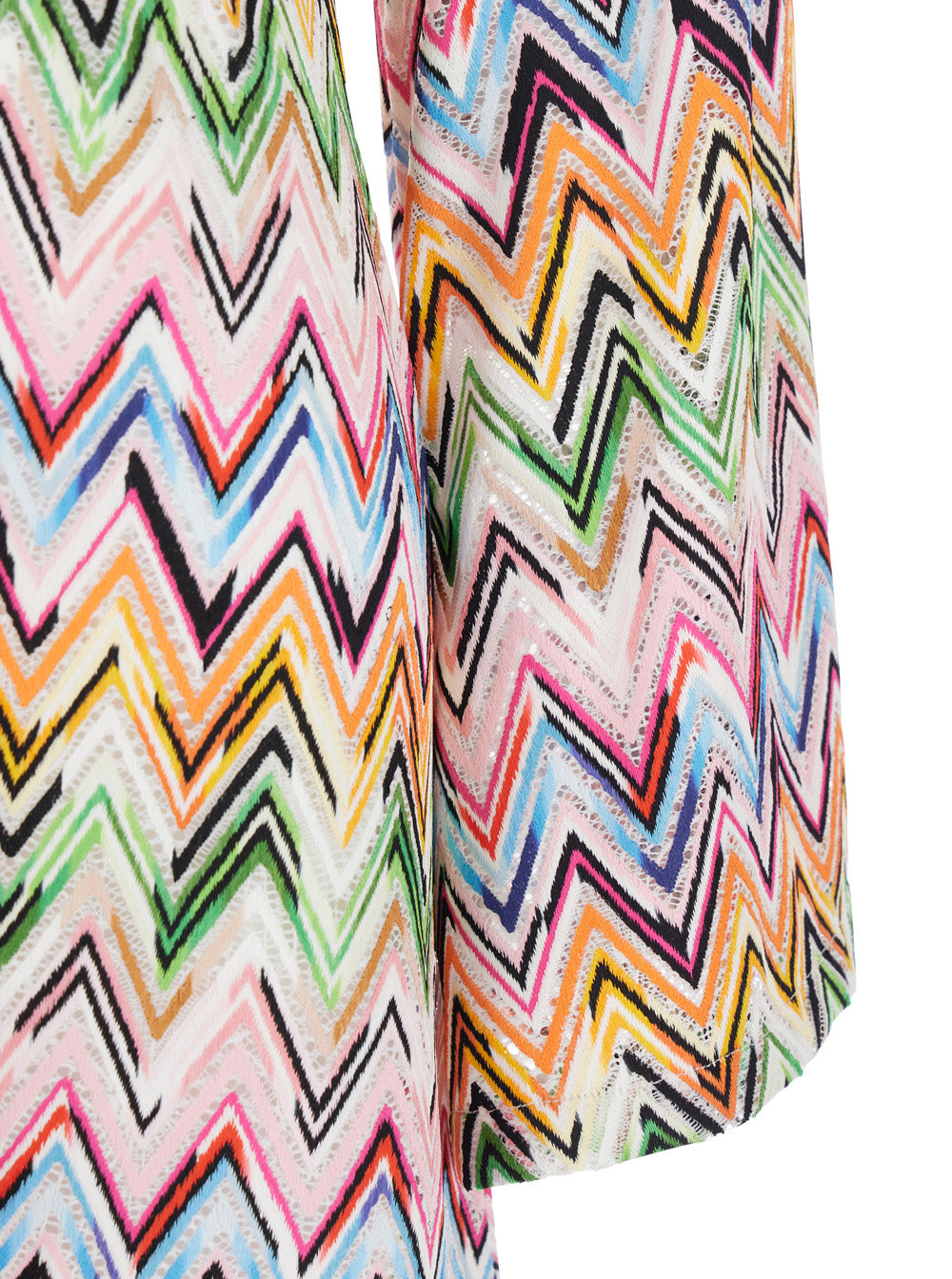 Dress ZigZag with V-neck and All-Over Multicolor Viscose Blend for Women Polyamide Elastane