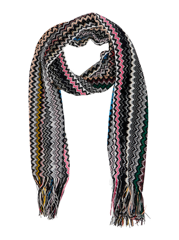 Scarf SC35VIDA4940001 Multicolor with Zig Zag Motif in Viscose Women Scarfs And Foulards
