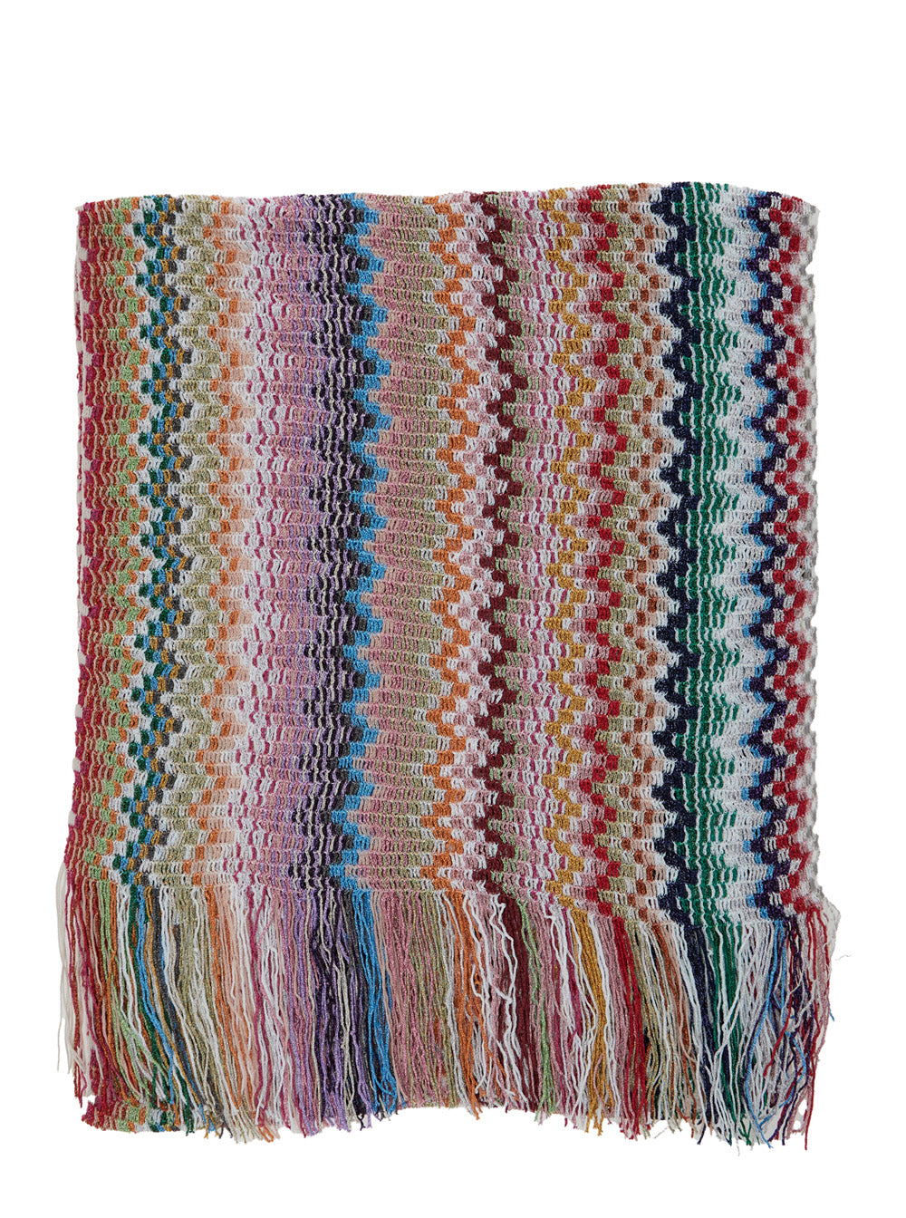 ZigZag Scarf with Fringed Edge in Viscose Blend Multicolor Women Polyester Scarfs And Foulards