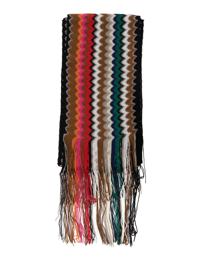 SCARF - Multicolor with Zig Zag Motif in Viscose for Women Scarfs And Foulards