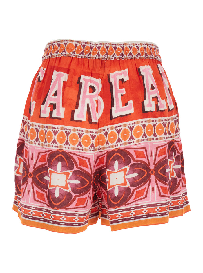 SHORT KASSIE Red with High Waist and Modal Pockets for Women Bermuda