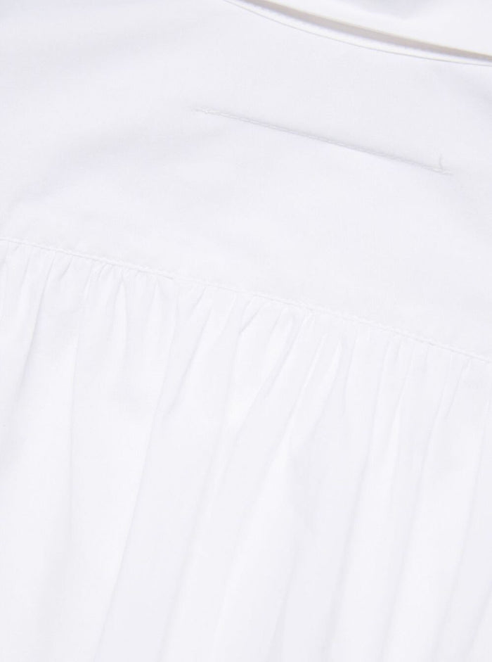 White Cotton Shirt with Classic Collar and Tone-on-Tone Patch for Kids Blouses
