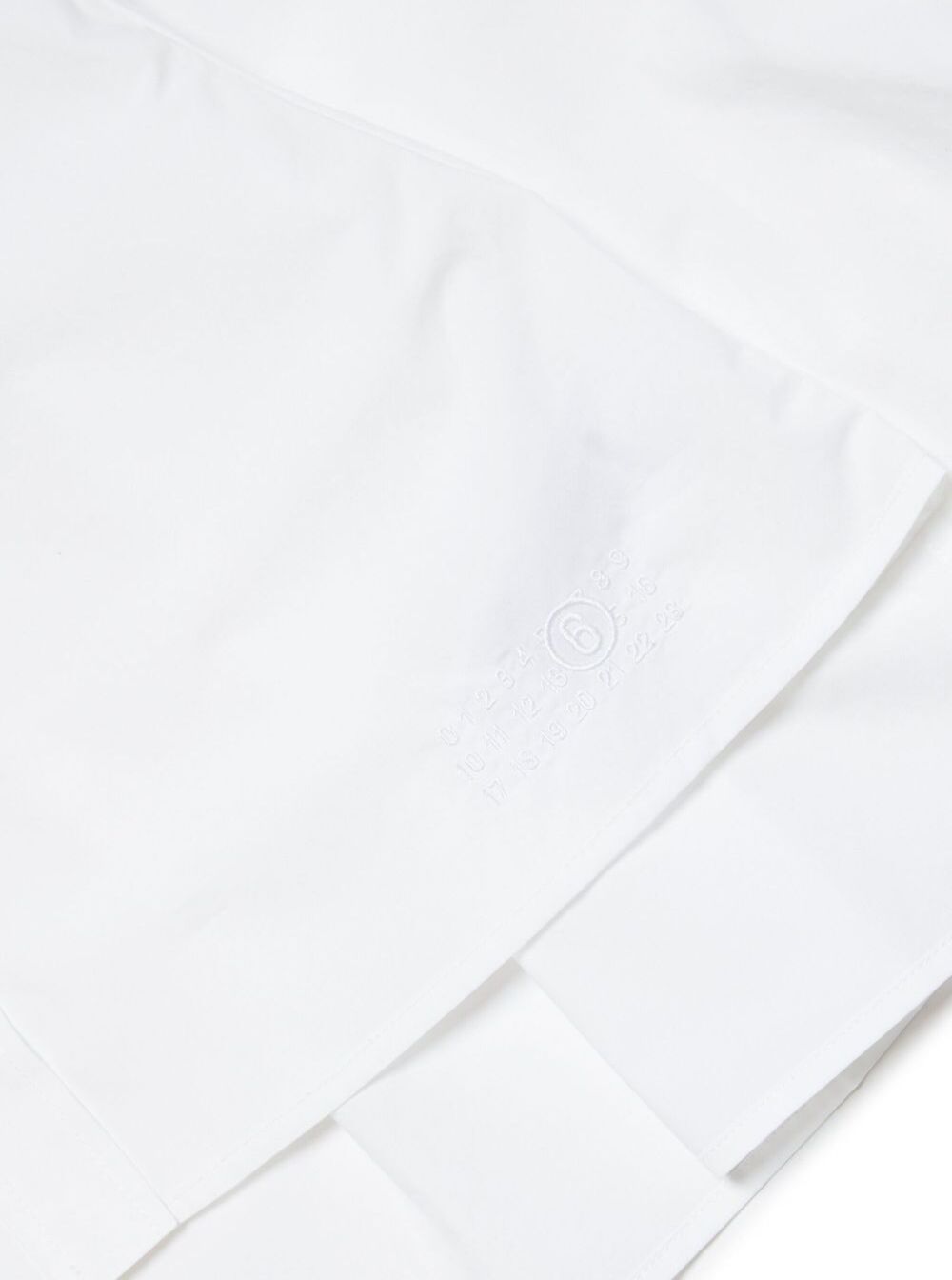 White Cotton Shirt with Classic Collar and Tone-on-Tone Patch for Kids Blouses