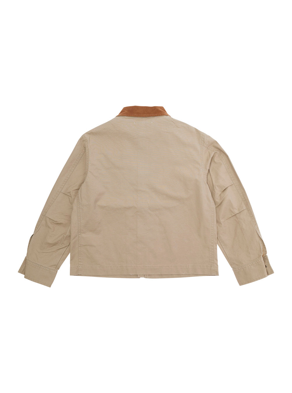 Beige Jacket With Classic Collar And Logo Patch On Front Cotton Boy