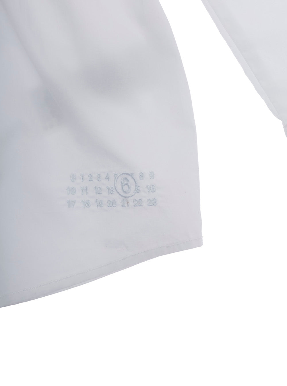 White Shirt with Pointed Collar and Lettering Logo on Front for Girls Cotton Blouses
