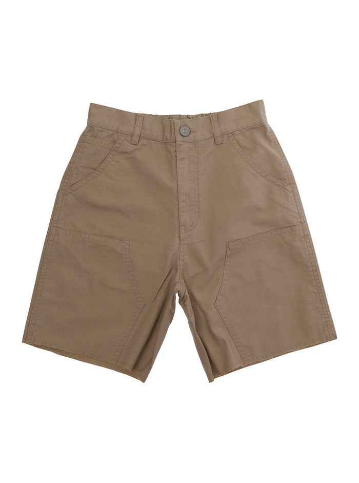 Beige Bermuda with Belt Loops and Logo Patch on the Back in Cotton for Kids Shorts