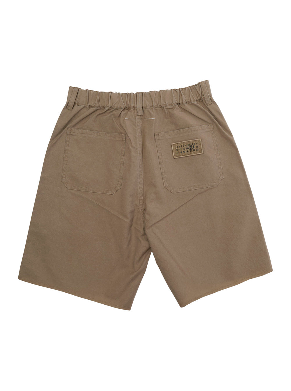Beige Bermuda with Belt Loops and Logo Patch on the Back in Cotton for Kids Shorts