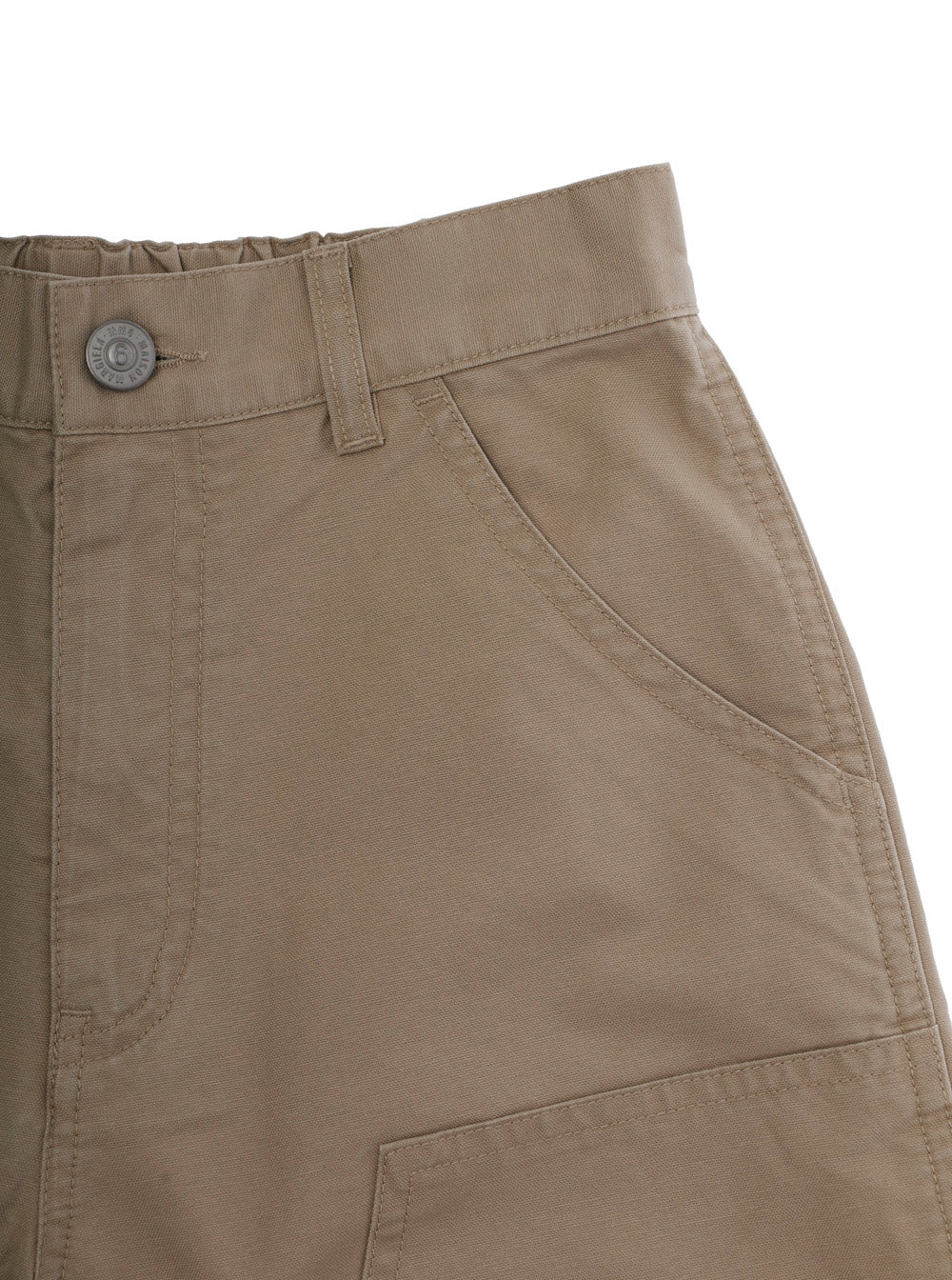 Beige Bermuda with Belt Loops and Logo Patch on the Back in Cotton for Kids Shorts