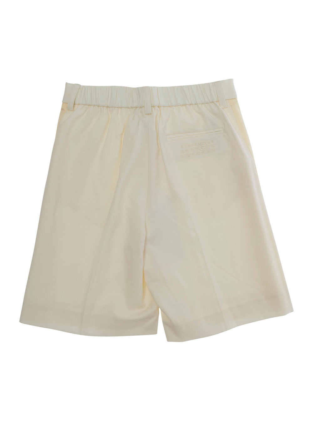 Beige Wide-Leg Belt Loops Bermuda for Girls Wool Polyester Elastane Shorts And