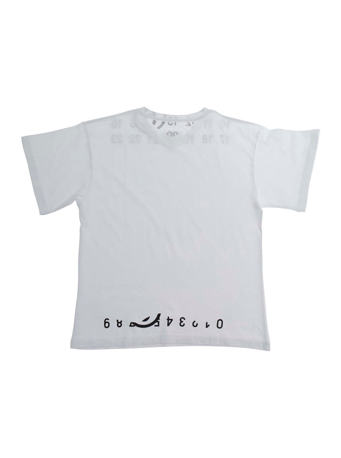 White T-Shirt with Numeric Logo on the Front and Detail Back in Cotton for Kids Tshirts Polo Shirts