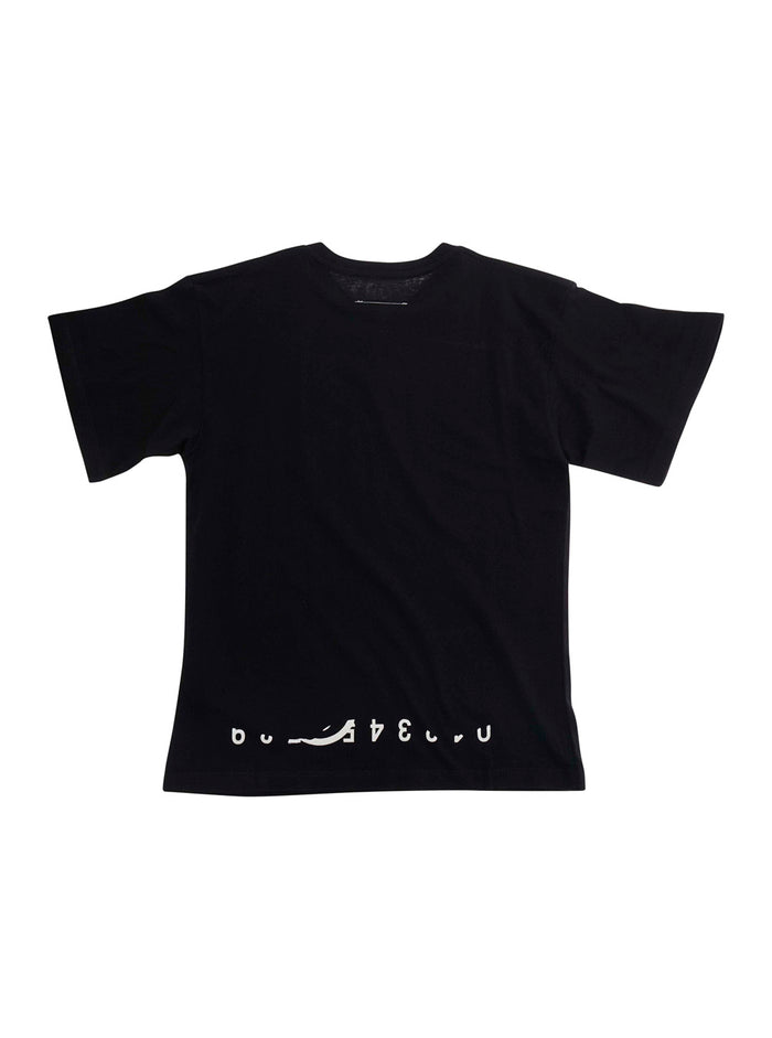 Black T-Shirt with Numeric Logo on the Front and Detail Back in Cotton for Kids Tshirts Polo Shirts