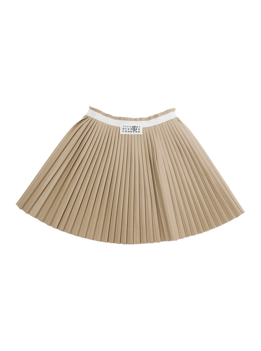 Girls Pleated Skirt Beige Viscose