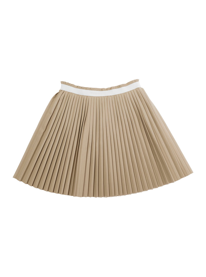 Beige Pleated Skirt With Numeric Loro On The Front Viscose Girl