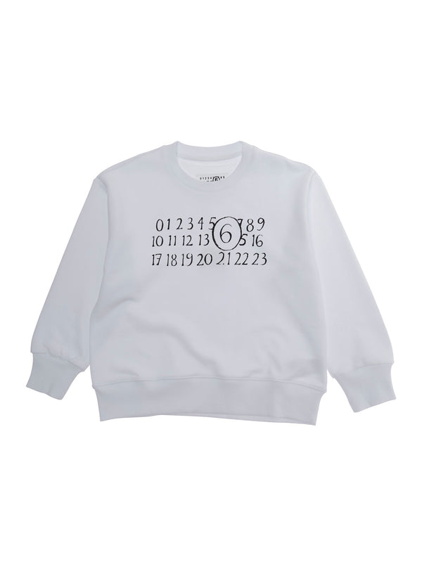 Kids Crewneck Sweatshirt White Cotton Hoods & Sweatshirts