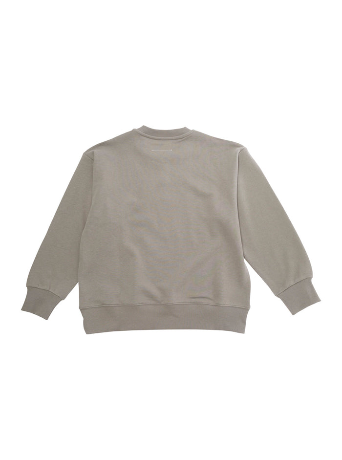 Grey Crewneck Sweatshirt with Logo Print on the Front in Cotton Boy Sweatshirts