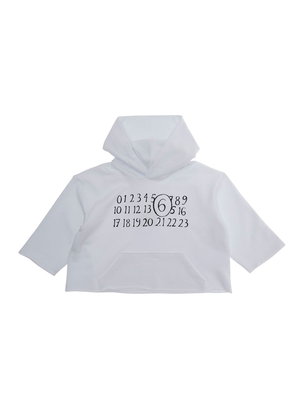 White Hoodie Hooded Sweatshirt with Logo Print on the Front in Cotton for Kids Sweatshirts